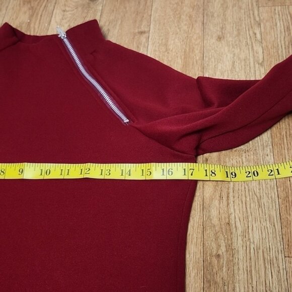 SHEIN Burgundy Mock neck fleece lined sweatshirt - Picture 5 of 7